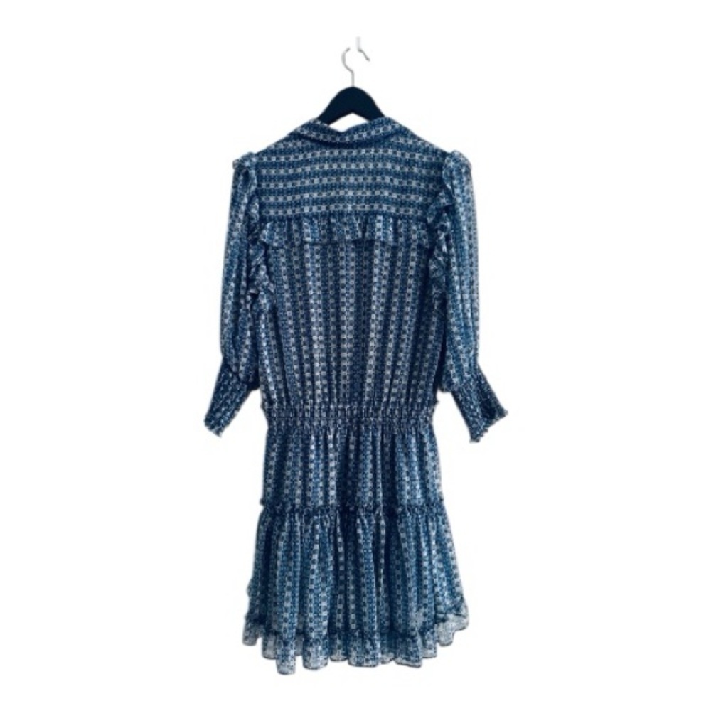 MISA Los Angeles Revolve Shopbop Lillian Dress Blue Geometric Boho Ruffle Mini M - Picture 6 of 12